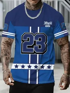 Men's Printed Short Sleeve T-Shirt, Casual Bold Graphic Tee, Comfortable Fitted Design, All over Print, Perfect for All Seasons, Streetwear