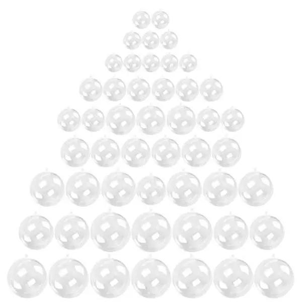 Kingrol 50 Pack Clear Plastic Fillable Ornaments Ball for Christmas, Wedding, Party, Home Decor, DIY Art and Craft Supplies, 1-1/8, 1-1/2, 2, 2-3/8, 2-3/4 Inch