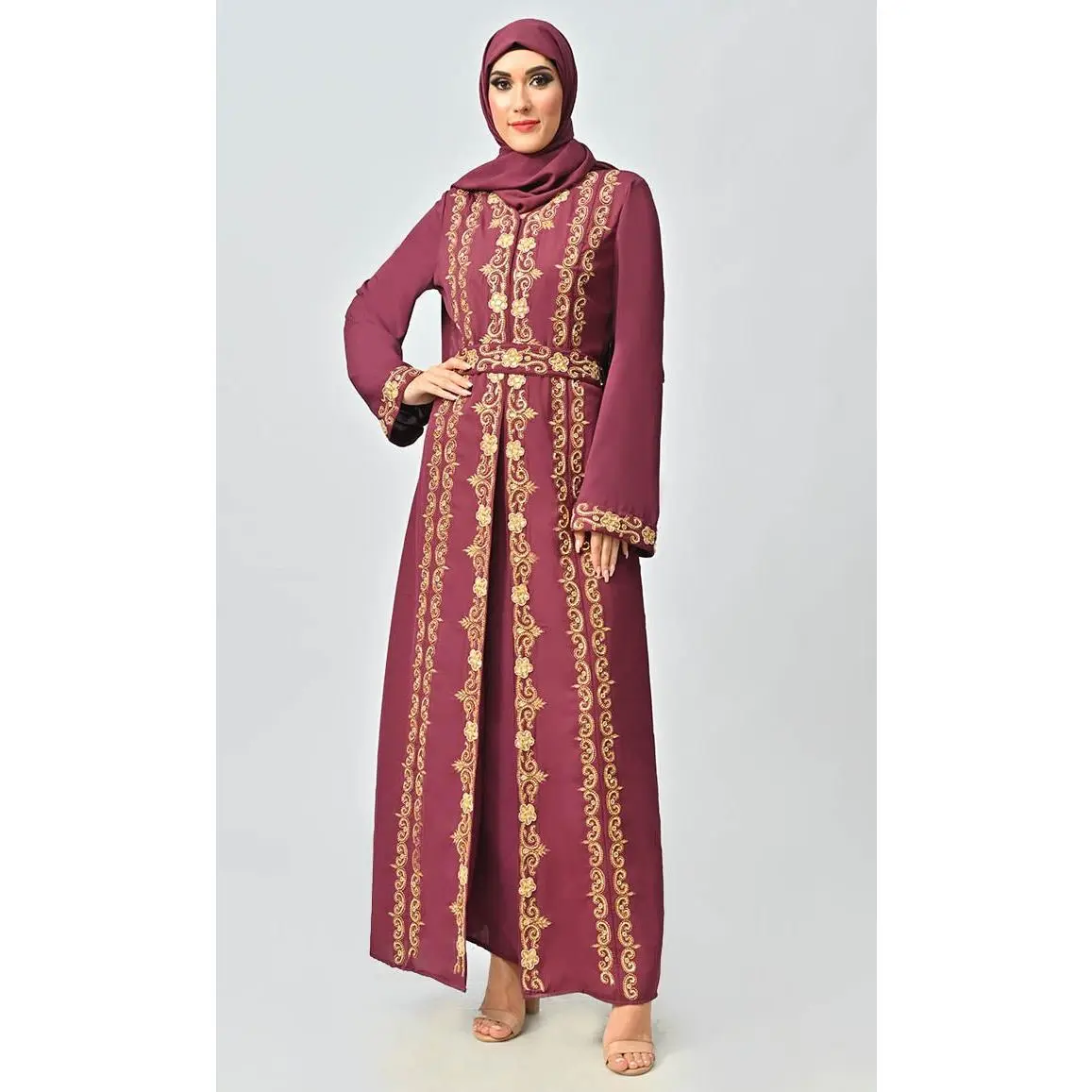 Saudi Moroccan Style Abaya dress With inner and belt