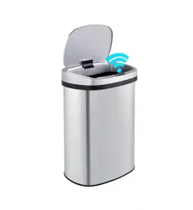 Innovaze 13 Gallon 50L Stainless Steel Oval Motion Sensor Trash Can, Touchless Automatic Kitchen Garbage Bin with Soft Close Lid