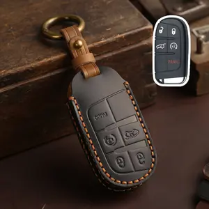 Handmade Leather Key Fob Cover for Jeep Cherokee, Grand Cherokee, Compass, Grand Commander - Premium Key Case Protector