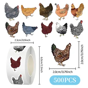 500pcs Golden Rooster, Lucky Rooster Roll Stickers Series, Sealing Stickers, Cups, Laptops, Travel Boxes, Laptops, DIY Decorative Stickers, Birthday Gifts, Sticker Sheets
