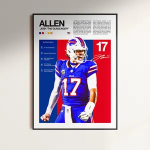 Josh Allen Poster, Wall Print, Football Poster Print, Sports Decor, Football Gift