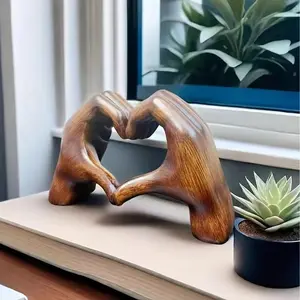 Hand & Heart Design Statue, Creative Desktop Ornament, Home Decor for Living Room Bedroom Office, Figurine, Room Cozy Accessories