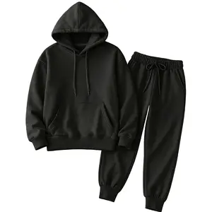 Men's Hoodie And Fleece Drawstring Track Pants Set, Casual Sportswear, Long-Sleeved Hooded Jacket And Pants, Suitable For Autumn And Winter, Everyday Wear, Indoor And Outdoor Sportswear, Casual Sportswear, Comfortable Tracksuit Sweatsuit Set