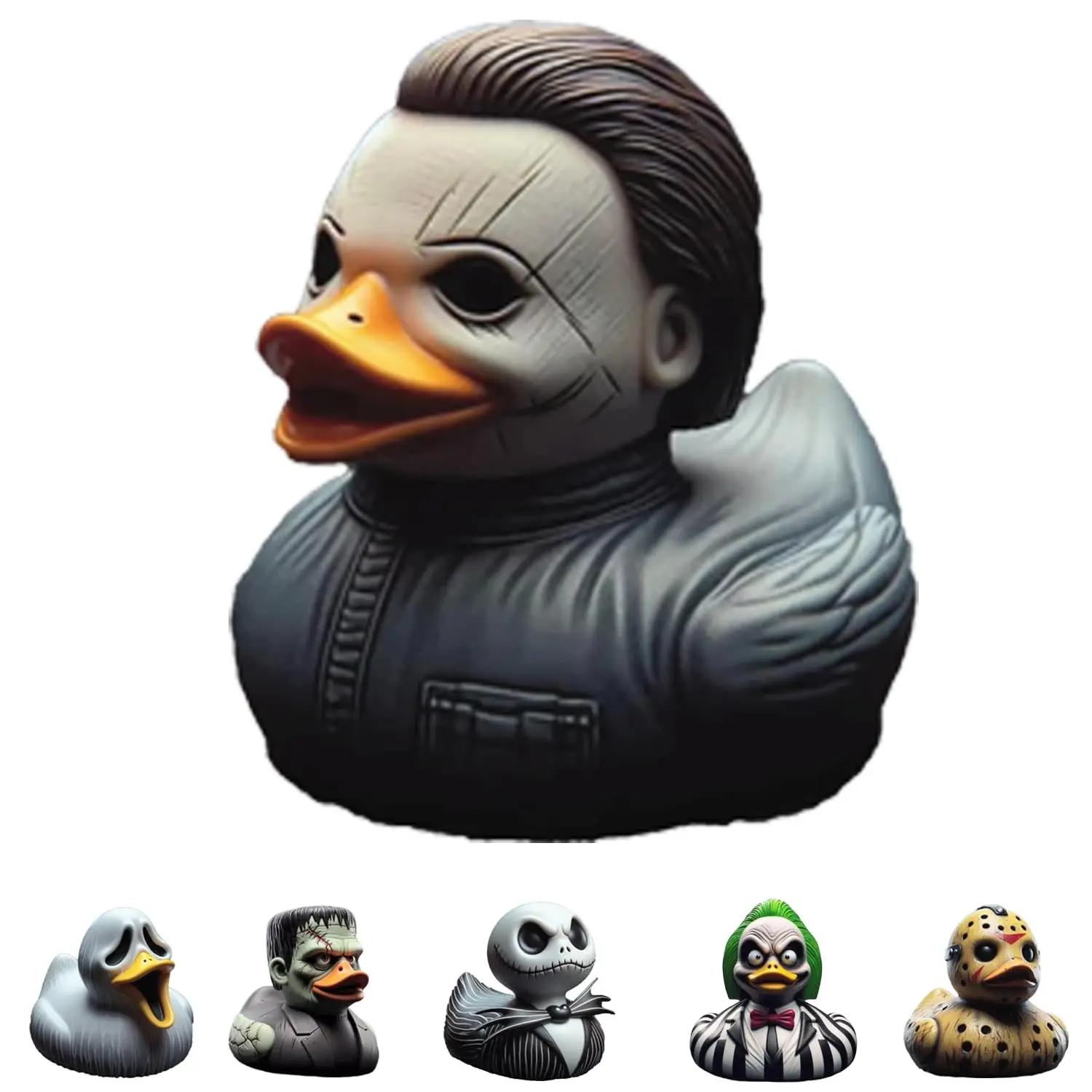 Halloween Horror Movie Duck Decoration, Spooky Creepy Duck Figurine Inspired by Classic Horror Characters, Cute Desk Decor for Office, Car Dashboard, Home & Halloween Party Decoration