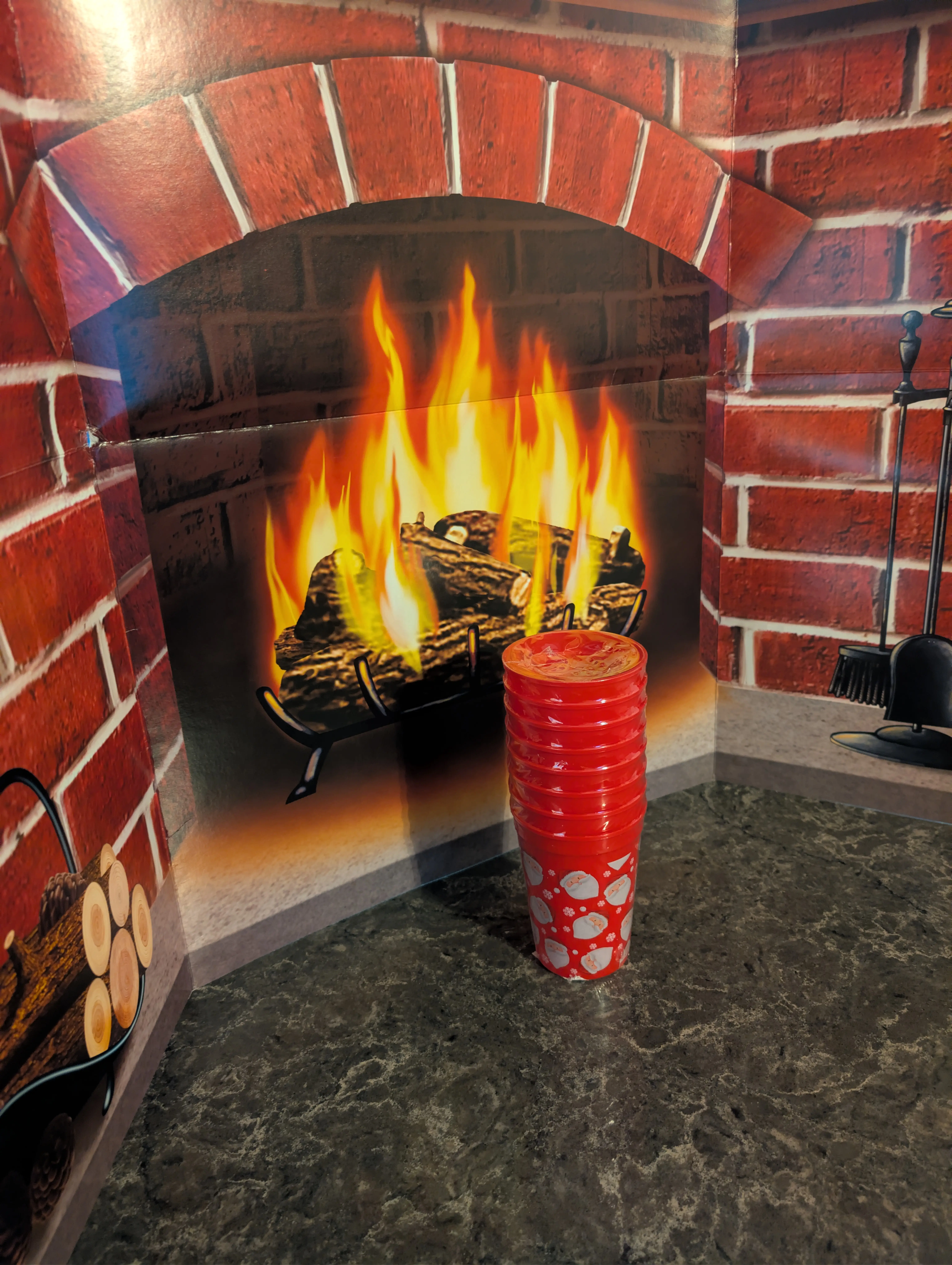 (Pack of 8) 12 fl oz Plastic Cups with Santa Claus and Snowflake Designs on a Red Background for Festive Occasions