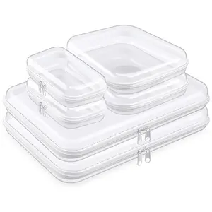 Premium Clear Hard Shell Zipper Case 3/6PCS - Transparent PVC Storage Bins for Tools & Small Objects, Portable Travel Organizer Set with Colorful Marker Pens, Highlighters & Pencils Colored Pens Set,summervibes