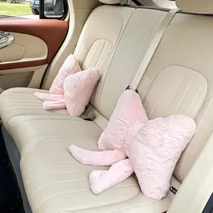 Cute Car Headrest Pillow, Car Seat Headrest Furry, Soft & Comfortable Car Neck Pillow, Winter Plush Warm Seat Lumbar Pillow, Universal Car Interior Accessories for Women