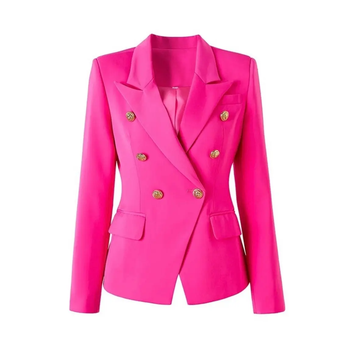 Pink Double Breasted Blazer cotton Jacket High Quality