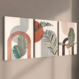 Abstract Leaf Pattern Canvas Painting Framed, 3 Counts/set Modern Art Wall Art, Wall Decor for Home Living Room Bedroom Office, Ornaments