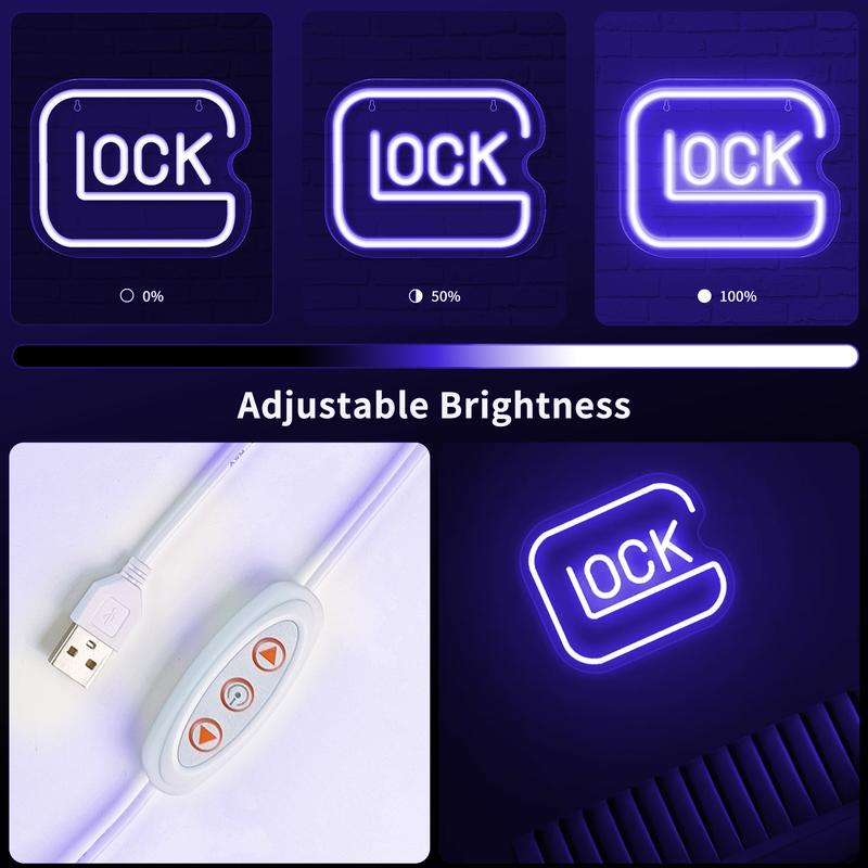 Lock Shaped Neon Lights, Acrylic Night Light, Simple and Stylish Design, USB Power Supply, Perfect for Bedroom Study Shop Decoration, Gift Idea for Valentines Day