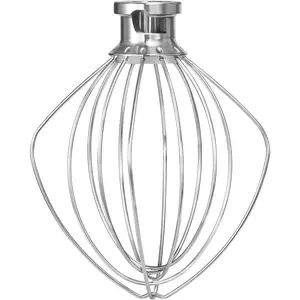 K45WW Wire Whip Attachment Fits  Tilt- Stand Mixer 6-Wire Whisk Whip Replace, Stainless Steel, Egg Heavy Cream Beater, Cakes Mayonnaise Whisk (Dishwasher Safe)