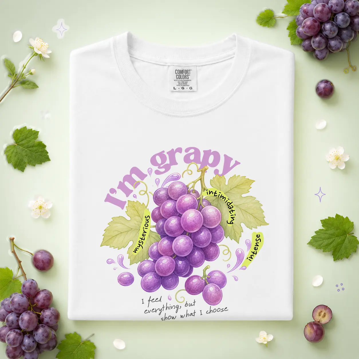 I'm Grape Personality Graphic Tee | Mysterious Intense Fruit Design, Summer Shirt