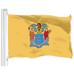G128 New Jersey NJ State Flag | 3x5 Ft | LiteWeave Pro Series Printed 300D Polyester | Indoor/Outdoor, Vibrant Colors, Brass Grommets, Thicker and More Durable Than 100D 75D Polyester