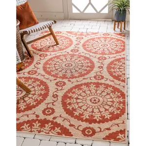 Terracotta Outdoor Botanical Rug