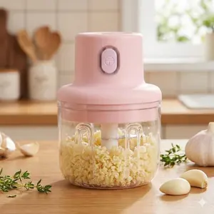 Portable Electric Vegetable Chopper & Meat Grinder - Multi-Functional Stainless Steel Food Processor for Kitchen, Camping & Outdoor, Multifunctional Kitchen Appliances. Rust-Proof, Easy-Clean Blades, Dual-Power Garlic Chili Design.