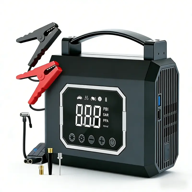 16000 Milliamps, Portable Power Supply, Portable Intelligent Power Supply And Inflation Device, Car Battery Emergency Starter With Tire Inflation Function, 9V/2V Car Battery Emergency Starter, Equipped With LED Lights
