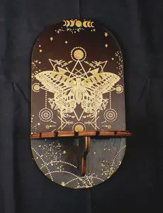 Moth Pendulum Holder Shelf - Dual-Use Altar Display for Hanging Pendulums & Showcasing Sacred Tools Decorative Wall Ornaments Hangable Decoration