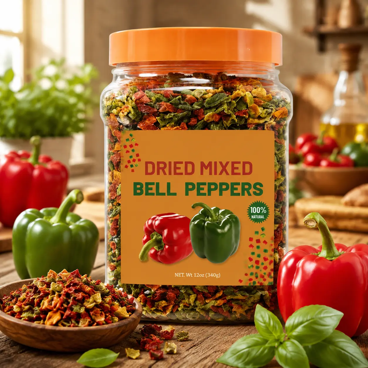 [DEAL FOR YOU] 12oz Dried Red and Green Bell Pepper Flakes Mix, Gluten-Free Spicy Sweet Veg Medley Seasoning, Vegetable Toppings for Ramen, Soups, Noodles, Stews