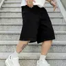 Men's pure black Plain loose-fitting casual denim shorts, Casual Fashion Shorts, Y2K style American street casual and versatile, Aesthetic, suitable as a gift for boyfriends and husbands