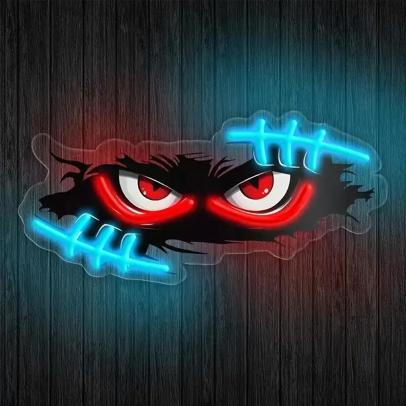 Eye-Shaped UV Print Neon Light for Home Decor, Bedroom Walls, Game Room, Party Garage Bar Atmosphere Lighting, Adjustable USB Powered Halloween Decor, Led Neon Lights, Decorative Lights