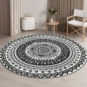 Velvet round patterned printed carpet, Boho Style Rug, that is soft and comfortable, suitable for multiple scenarios, available in various sizes, and non-shedding.