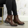 Shane - Women’s Faux Leather Chelsea Ankle Boots, Buckle Strap Lug Sole Booties with Block Heel, Elastic Side Panels, Comfortable Fashion Footwear for Casual Wear, Work & Seasonal Styling