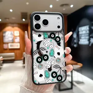 MagSafe TPU Casing for iPhone 17/16 Pro Max/15 Pro/14/13/12/11 Plus - Western Bohemia No. 8 Ball Cherry Playing Cards Aesthetic, Lightweight Slim Shockproof Protection Accessory,summerwins