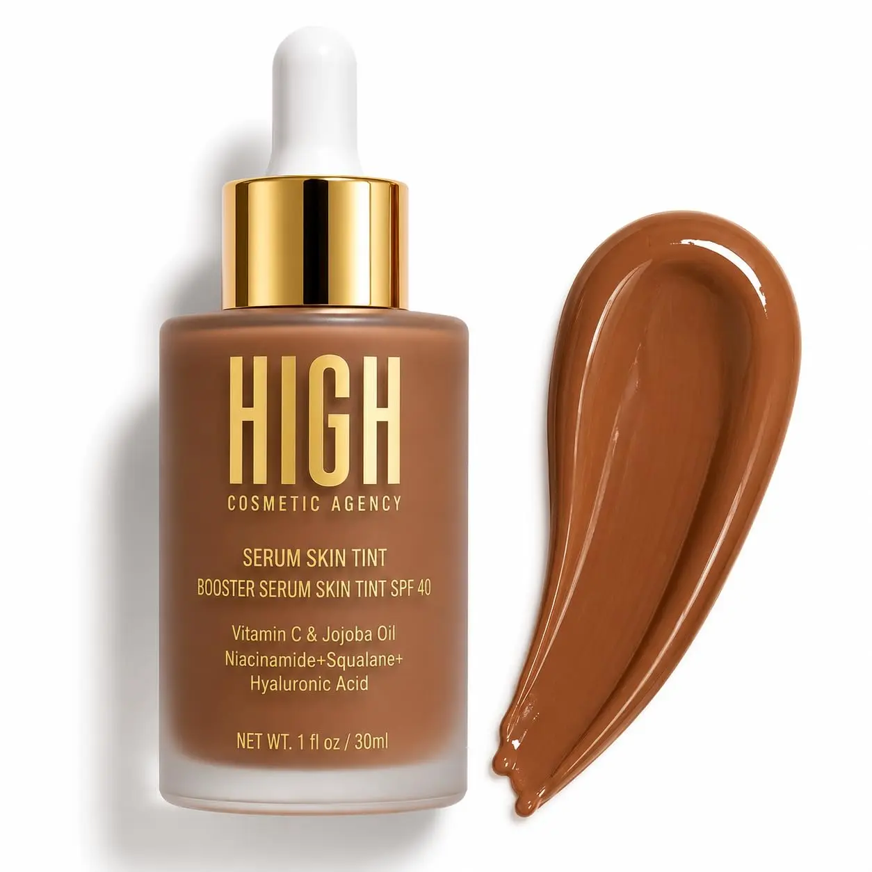 High Cosmetic Agency Booster Serum Skin Tint SPF 40 - Dark Jazmin | Tinted Moisturizer with Niacinamide, Vitamin C & Hyaluronic Acid