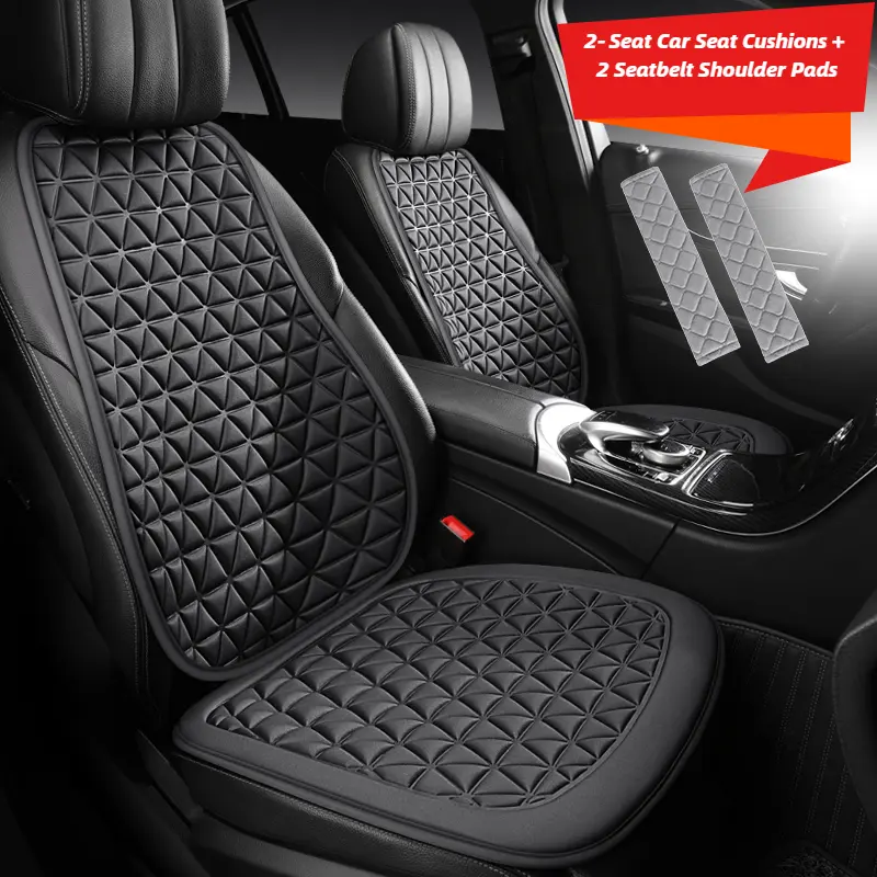 2-Pack Car Seat Cushion Set with 2 Seatbelt Shoulder Pads, 3D Decompression, Breathable, Non-Slip Car Seat Protector for Most Vehicles