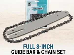 Universal 6/8 Inch Mini Chainsaw Bar and Chain Combo, 2-in-1 Replacement Steel Guide Bar and Chain Set, 1/4" Pitch .043" Gauge