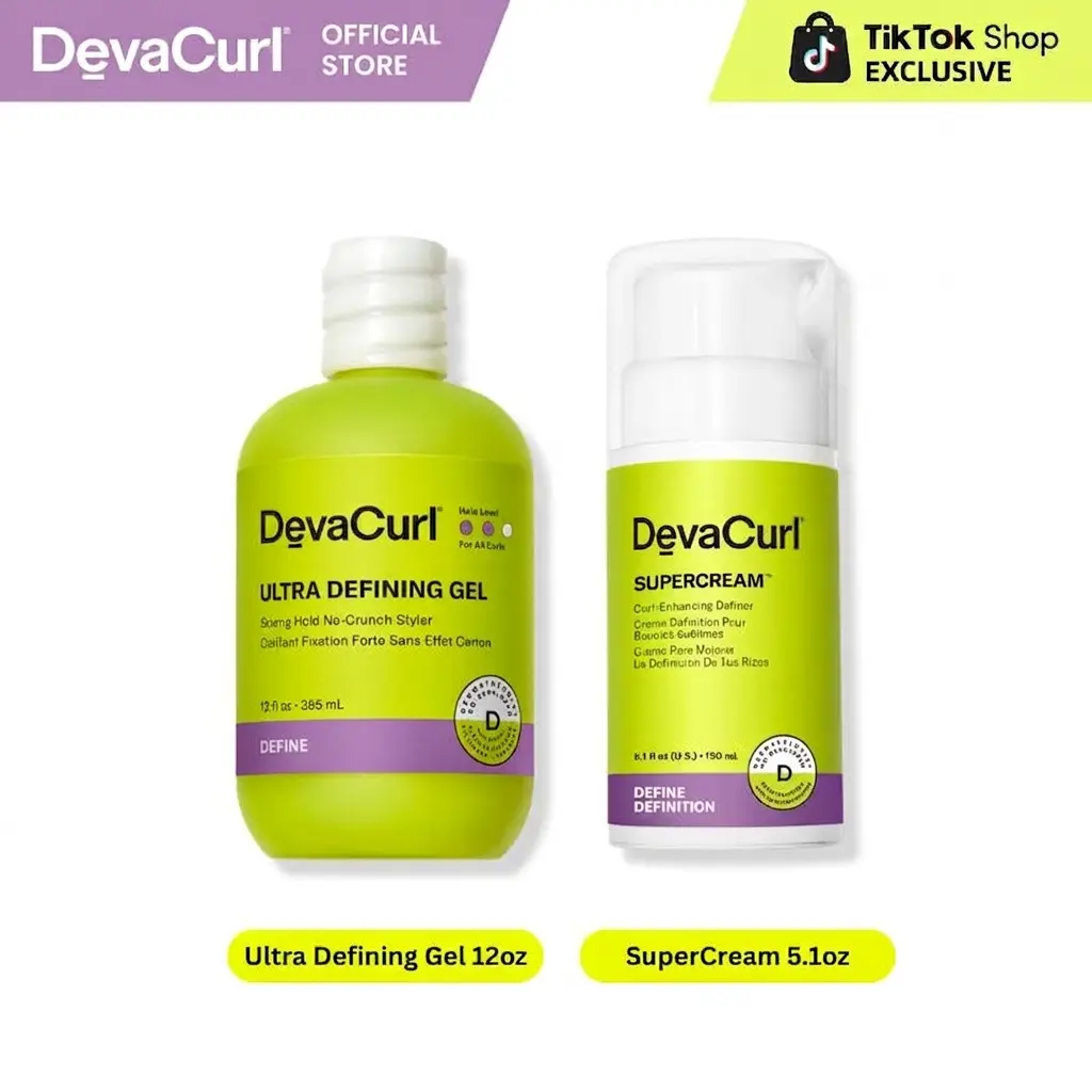 DevaCurl Moisture & Strong Hold Duo: SuperCream + Ultra Defining Gel for Dry Medium to Coarse Curls, Frizz Control & Long-Lasting Definition