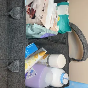 Cute     Felt Storage Basket, Multi-purpose Diaper Caddy, Portable Nursery Storage Basket, Simple Durable Storage Basket for Home Outdoor, Diaper Bag