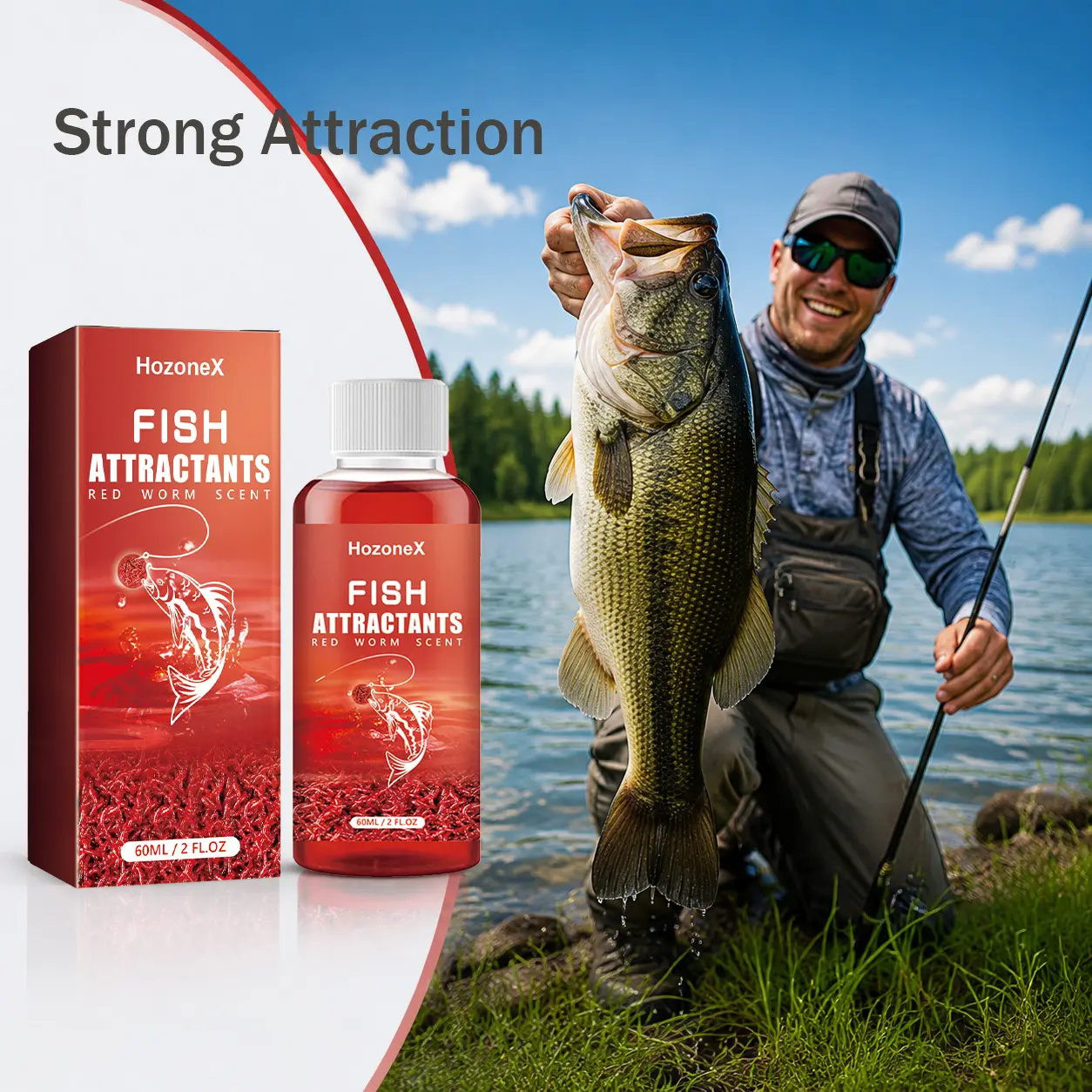 Fish Attractant for Fishing, Red Worm Extract & Shrimp Scent Bait Additive, Fish Oil Formula Fishing Lure Scent Enhancer, Boost Fish Attraction & Increase Bites for Freshwater and Saltwater Fishing