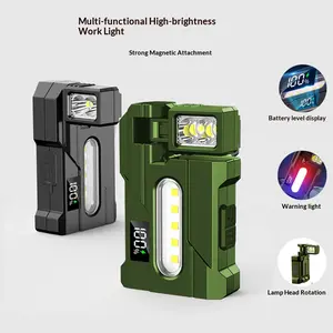 multi-functional led Mini flashlight with strong light explosion, keychain light, portable emergency light TYPE-C Outdoor charging warning light, long endurance magnetic cap clip light, work light, folding light