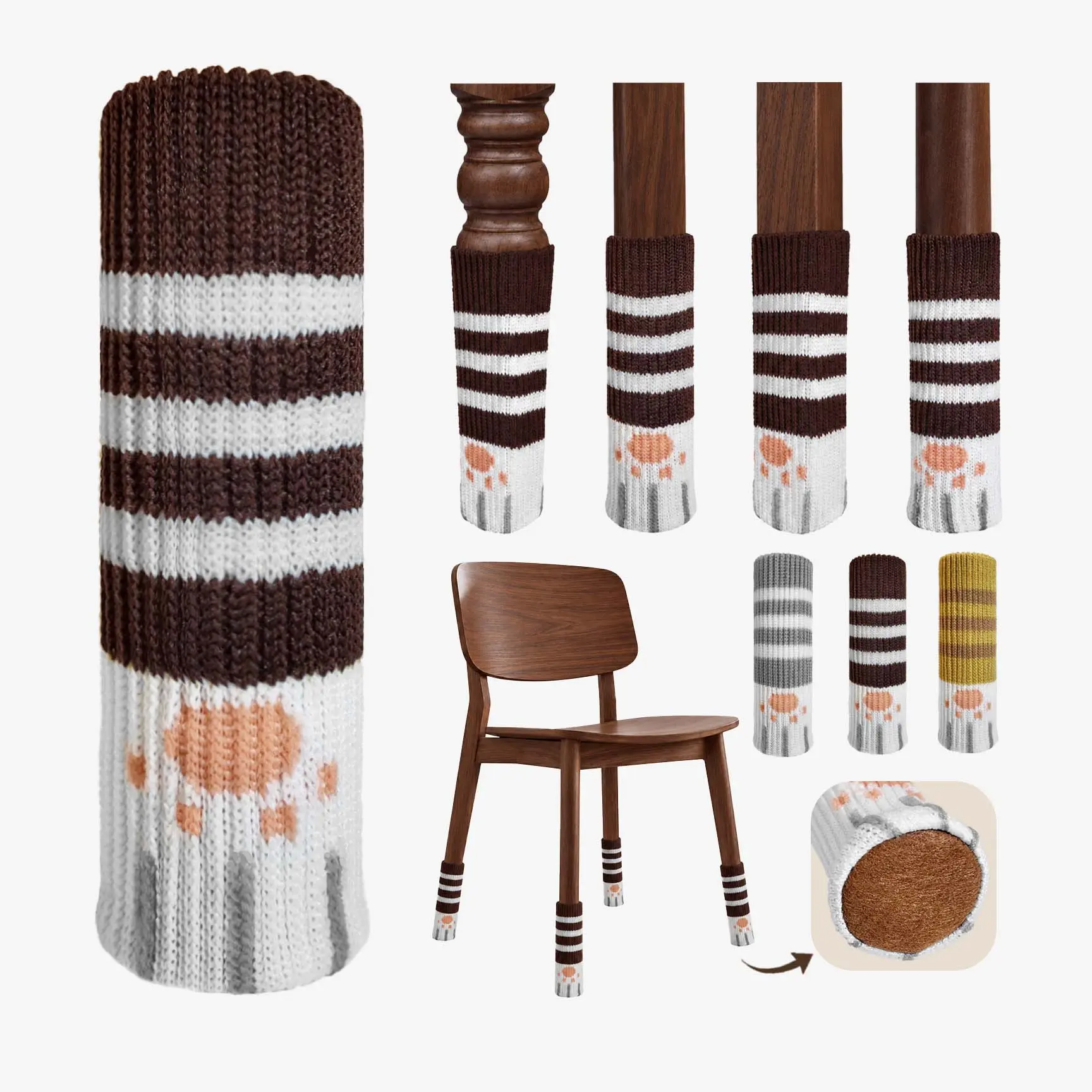 24 Pcs Knit Chair Leg Floor Protectors, Anti-Scratch Furniture Leg Protectors for Hardwood Floors, High Stretch Fits Round and Square Legs, Chair Leg Socks #tiktokshopstockup