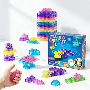 40 Pieces Soft Sensory Building Blocks, Jelly Block Toy for Toddlers and Montessori Kids, Stretchable Early Learning Puzzle Set