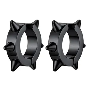OIDEA Stainless Steel Spike Rivet Clip On Hoop Earrings Non-Pierced Punk Studs for Men Women