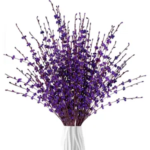10 Pcs 29.5’’ Long Artificial Jasmine Flowers Tall Fake Flower Bouquet Faux Jasmine Plants Dry Branches for Wedding Home Office Hotel Restaurant Decoration(Dark Purple)