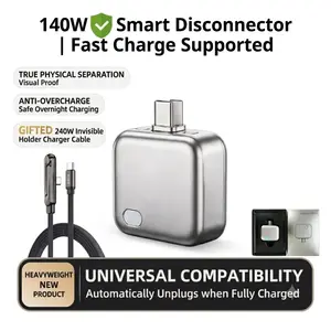 140W Type-C Physical-Disconnect Battery Guard - Auto & Self-Eject Charger, Smart Auto-Stop Accessory for Mobile Phones Laptops Tablets, Anti-Overcharge Tech for Safe Overnight Use, Earbuds Wireless Compatible Gift
