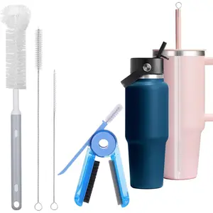 4 count Water Bottle Cleaner Brush Kit for Hydroflask,Wide Straw Lid Brushes,Multifunctional Bottle Brush and Long Handle Scrubbing Bottles Brush for  16/24/32/40 oz Cups Accessories