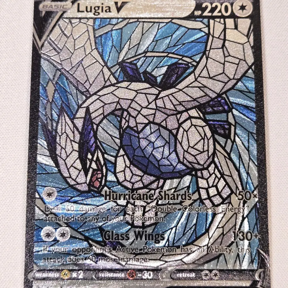Lugia Stained Glass Custom-Made Holographic Fan Art Card, Unique Art Collectible for Card Collecting Enthusiasts