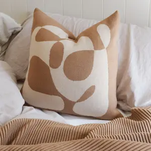 Lumi Living Soft Cotton Knitted Throw Pillow Cover Abstract Shape 18x18 ( Three Colors Available)