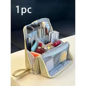Makeup Bag With Multiple Functions And Large Capacity, Capable Of Standing Upright And Storage Bag Divided Into Zones And Layers, Portable Multifunctional Toiletry Bag, Pencil Case, Suitable For Both Mal, Makeup Organizer Pouch