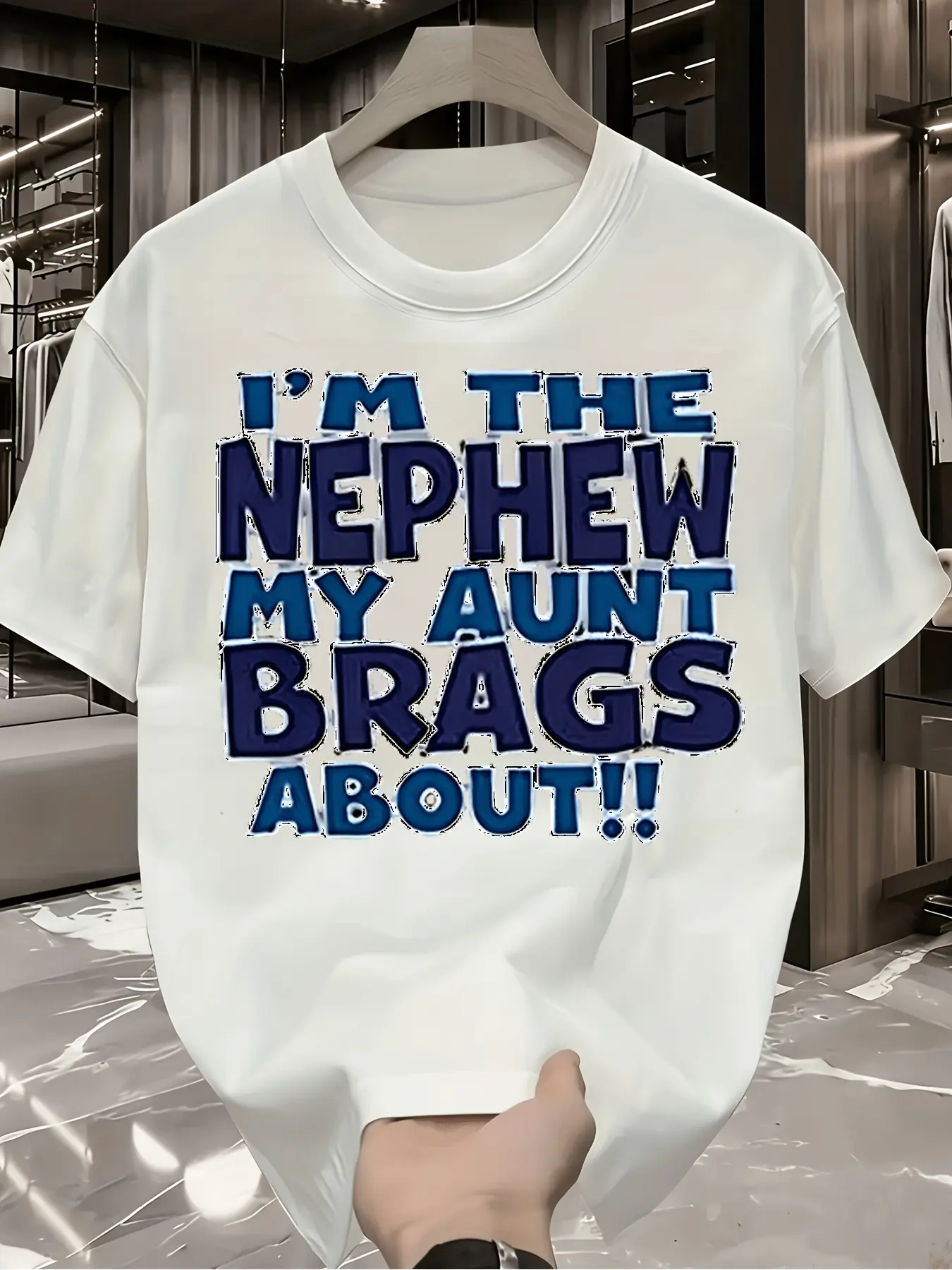 I'M The Nephew My Aunt Brags about Funny Family Gi unisex soft cotton short sleeve t shirt, vintage graphic casual tee for men women teens, perfect birthday holiday gift for camping travel gym daily street  wear
