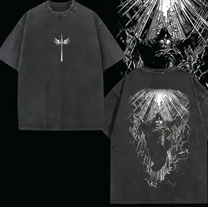valentine shirts Washed Black Jesus Cristo Oversized Tee: Faithcore Christian Streetwear