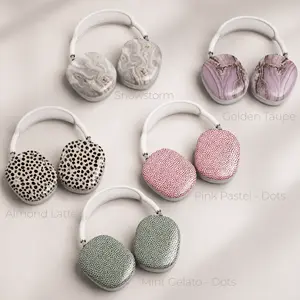 Cute Aesthetic AirPods Max Case Cover Set, Trendy Marble Leopard Print Pink, Mint, Golden Dot Protective Headphone Covers for Women, Trendy AirPods Max Cover, Protective Ear Cup Covers, AirPods Max Case