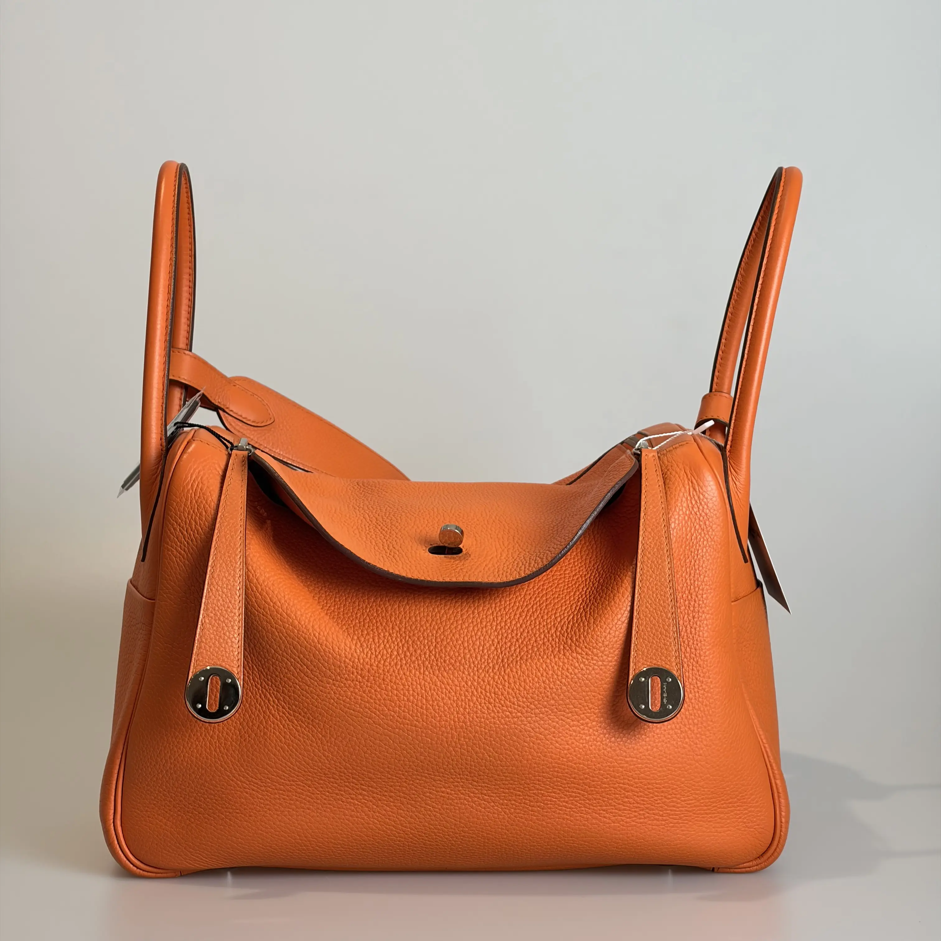 Pre-owned HERMÈS Taurillon Clemence Top Handle Bag Lindy 34 Orange Minium 46686162