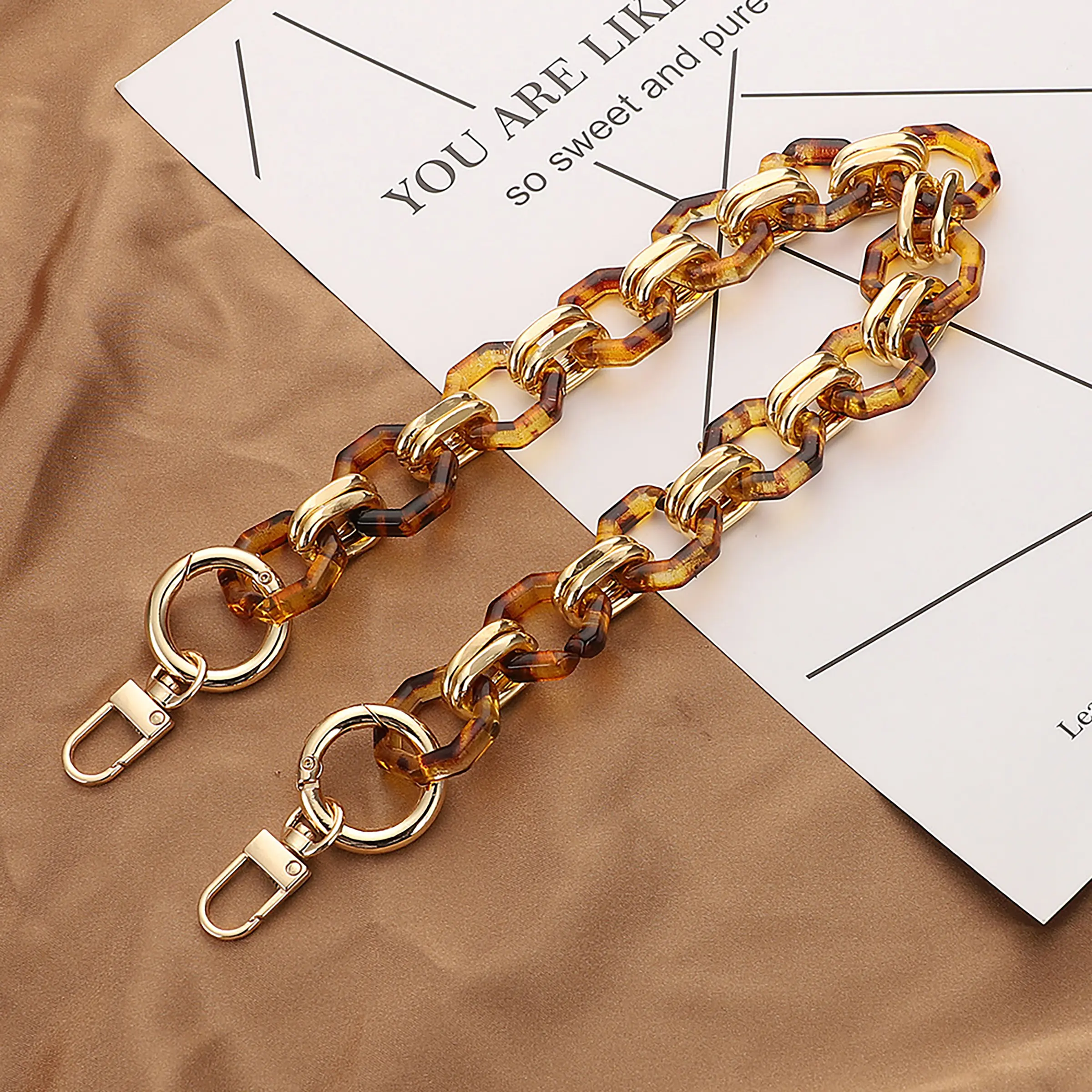 Vintage Ombre Classic Chain Bag Strap,15.75in-47.24in Fashionable Bag Strap for Women's, 1 Count CasualTrendy Versatile High-quality Daily Bag Strap Classic Style Chain Detail